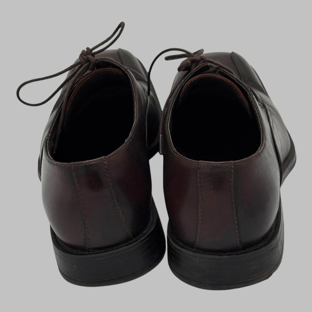 Stafford Essentials Nash Mens 8.5 M Brown Leather Square Toe Derby Dress Shoes - Picture 3 of 8